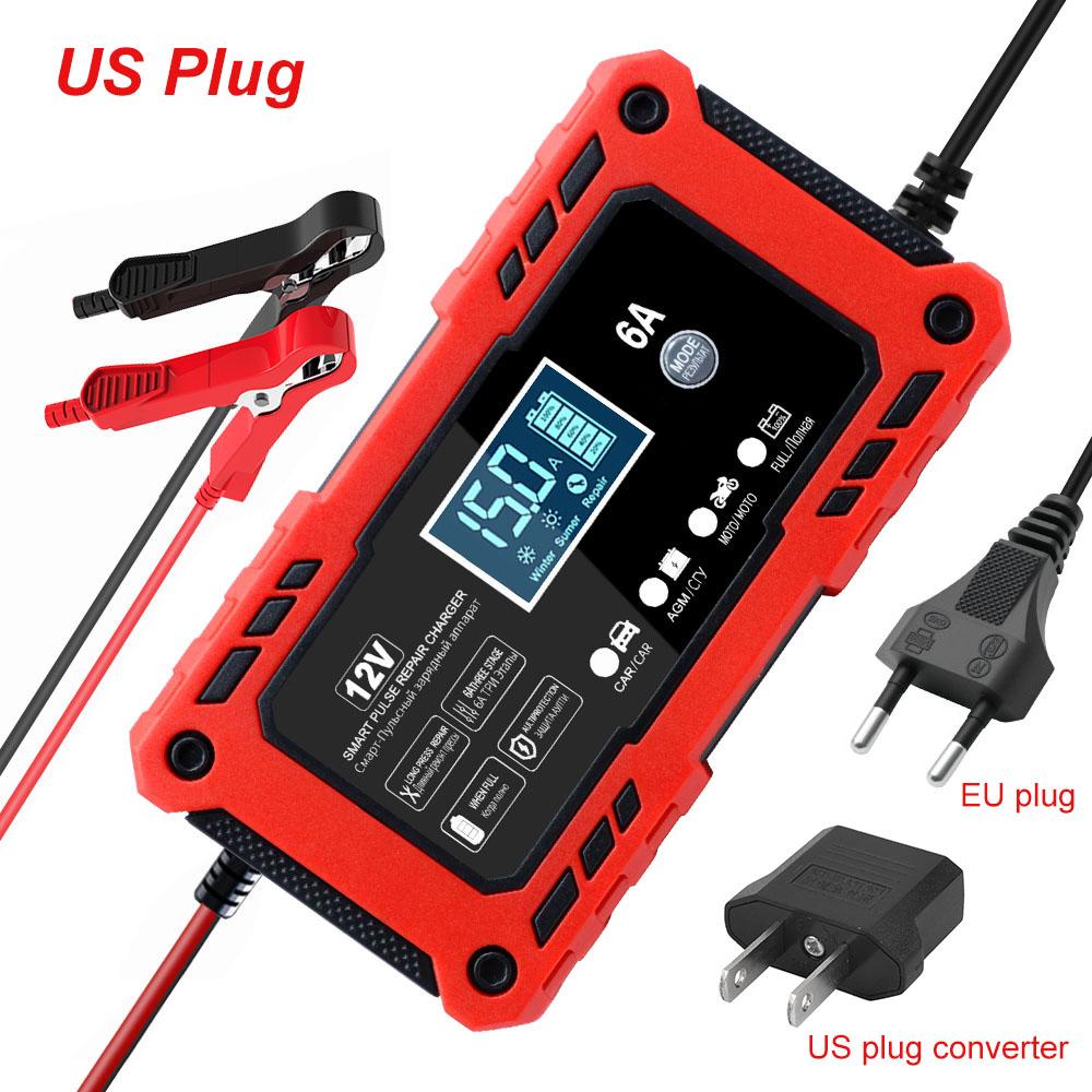 6A 12V Car Battery Chargers Intelligent Pulse Repair Automotives Battery Storage Batteries Maintenance 150W Power Truck Charger