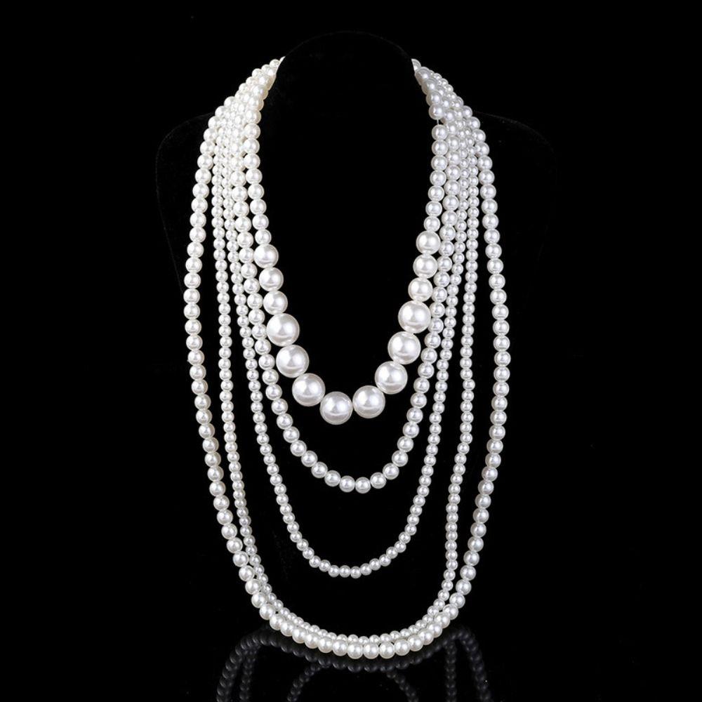 Luxury Multi Layer Necklaces Charms Exaggerated Necklaces Pearl Beaded Necklaces  Dress Decoration