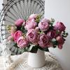 30cm Peony Artificial Silk Flowers Rose Pink Bouquet 5 Big Head 4 Bud Cheap Fake Flowers for Party Home Wedding DIY Decor indoor