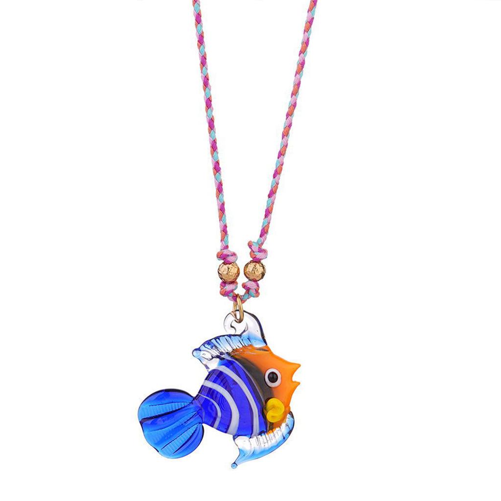 Fish Glass Pendant Necklace Adjustable Chain Necklace Unique Fish Necklace Glass Texture for Casual or Formal Wear