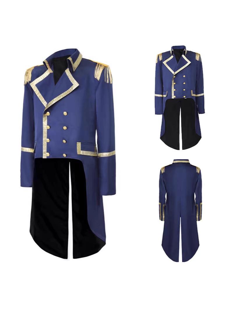 

Высококачественный мужской фрак в средневековом ретро-стиле для косплея и официальных мероприятий S темно-синий