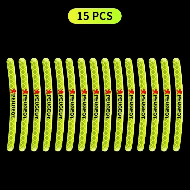 Car Sticker New Car Styling Wheel Hub Reflective Tire Rim Reflective Strips For Peugeot 206 208 306 307 308 407 408 508 2008 300