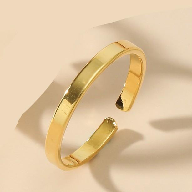 Gold Open-ended Ring With 4mm Plain Band Finger Ring, Elegant Ring белый