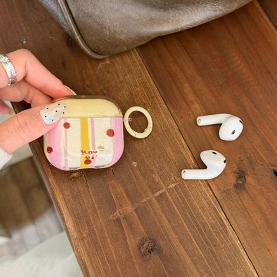 Translucent Pink & Yellow Striped Polka Dot Case for Apple AirPods Pro 2/Pro 3 Bluetooth Earphones (4th Gen) AirPods Pro 3