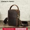 Men's Genuine Leather Phone Pouch Belt Bag iPhone 16 15 14 13 12 11 Pro Vintage Shoulder Crossbody Waist Pack Mens Mini Bag