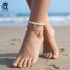 Rinntin 925 Sterling Silver Natural Freshwater Pearl Anklet for Women with Starfish Summer Holiday Foot Chain Jewelry SA97