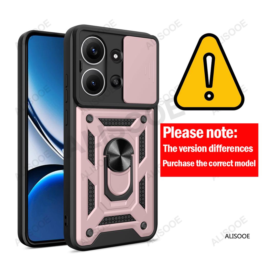 Capa for Xiaomi Redmi 15C Global Case Armor Slide Camera Lens Protection Back Cover Ring Stand Shockproof Funda