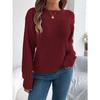 Fashionable Women's Oversized Relaxed-Fit Solid-Colour Lace-Up Lantern-Sleeve Pullover Knitwear