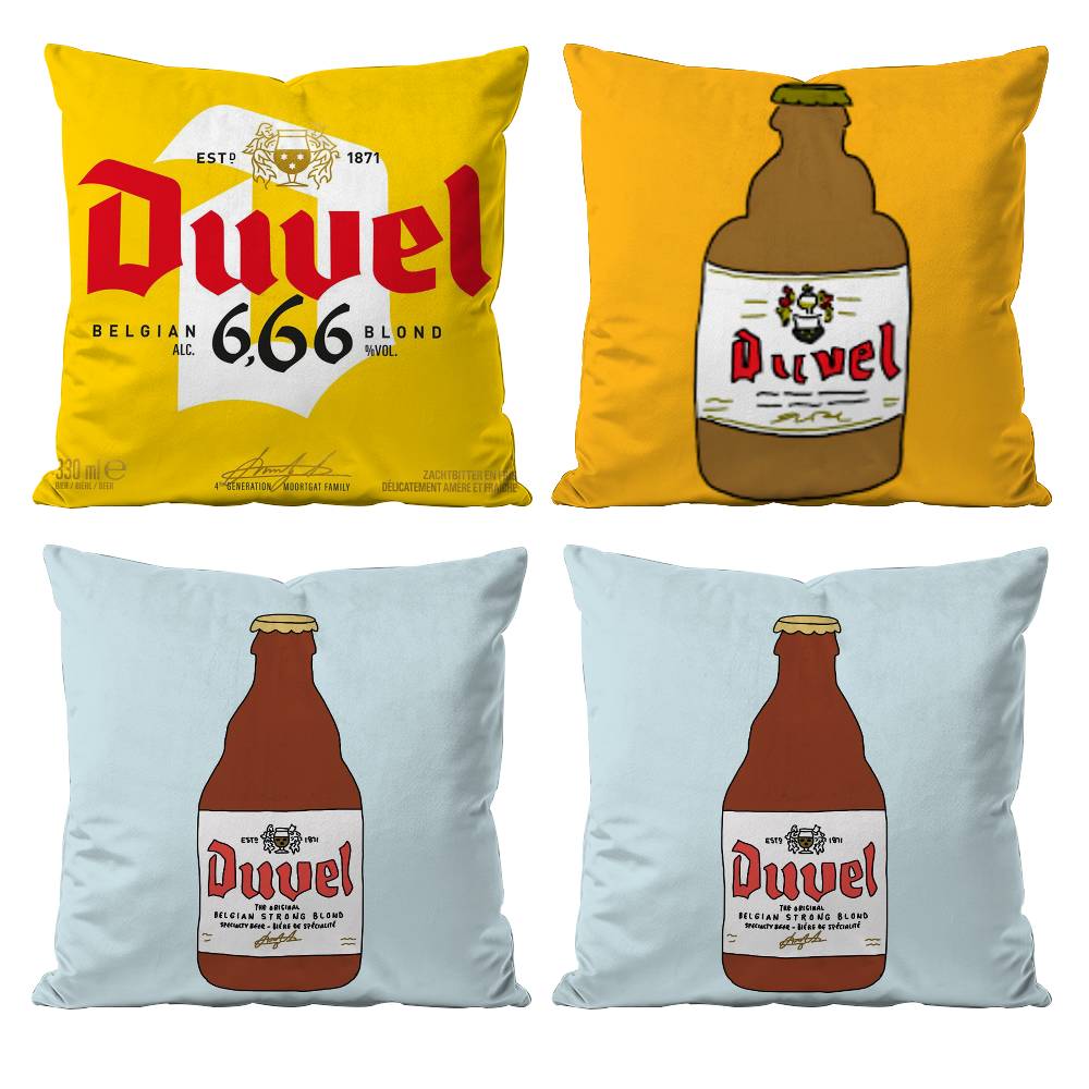 Cool Protective D-Duvel Beer Pillow Case Anti-dustmite Pillowcase Invisible zipper silky short plush Sofa cushion cover