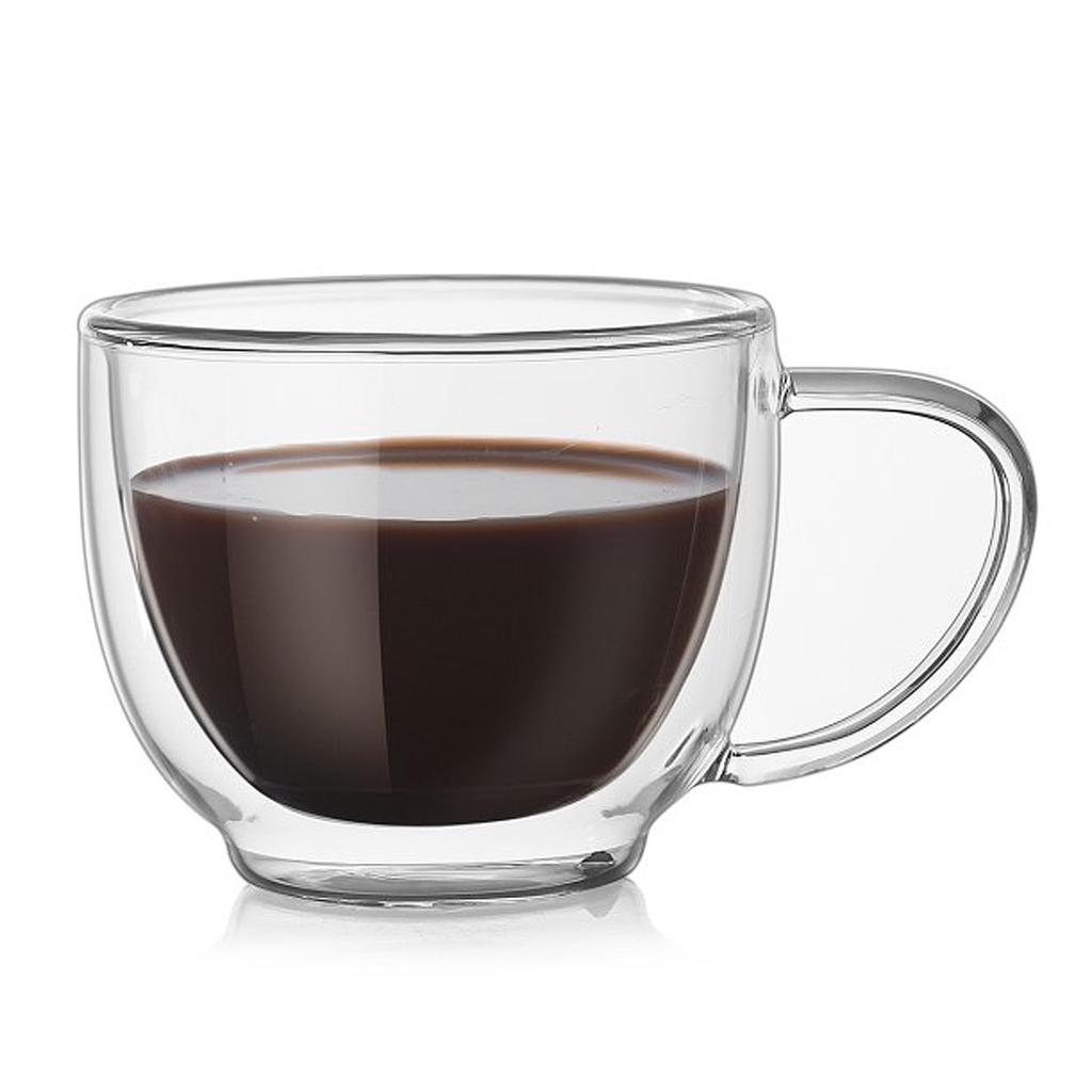 2 st Glas Vattenmugg Multifunktionell Stor Kapacitet Säker Transparent Drickskopp Dubbla Lager för Hemmet