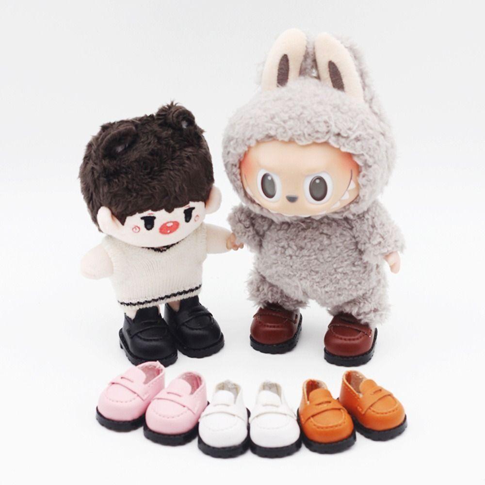 

Mini Labubu Doll Shoes Leather Doll Leather Shoes Doll Clothes Shoe Doll Finger Shoes Cotton Doll темно-коричневого кольору