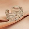 Fashion Stainless Steel Retro Metal Hollow Note Adjustable Opening Inlaid Zircon Ring for Women Gifts New Jewelry Accessories
