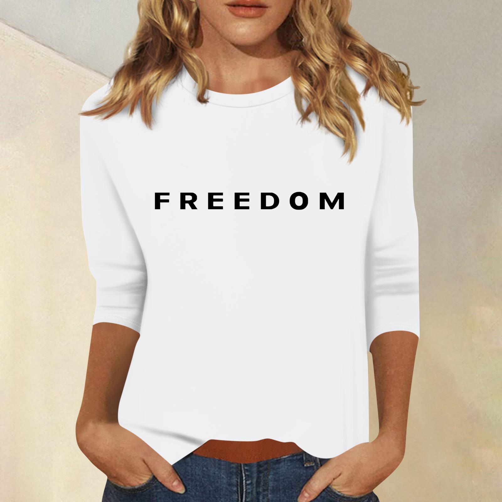 

Женский модный повседневный топ с круглым вырезом и принтом с семью рукавами XL белый