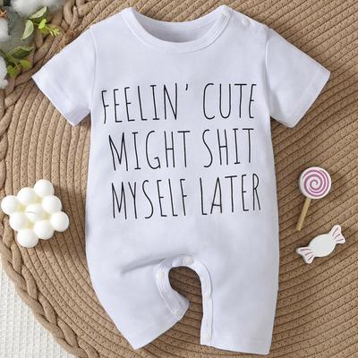 Infant Baby Cute Letters Print Short Sleeve Cotton Romper