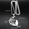 Aesthetic Cat Flower Moon Crescent Necklace for Women Men Stainless Steel Silver Color Bohemia Chain Gift Jewelry Collar 3220