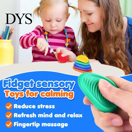 Sensory Stone Kit 6Pcs/Set Kids Silicone Toy Textured Worry Stress Relief Tool Concentration Aid Anxiety Relieving Fidget