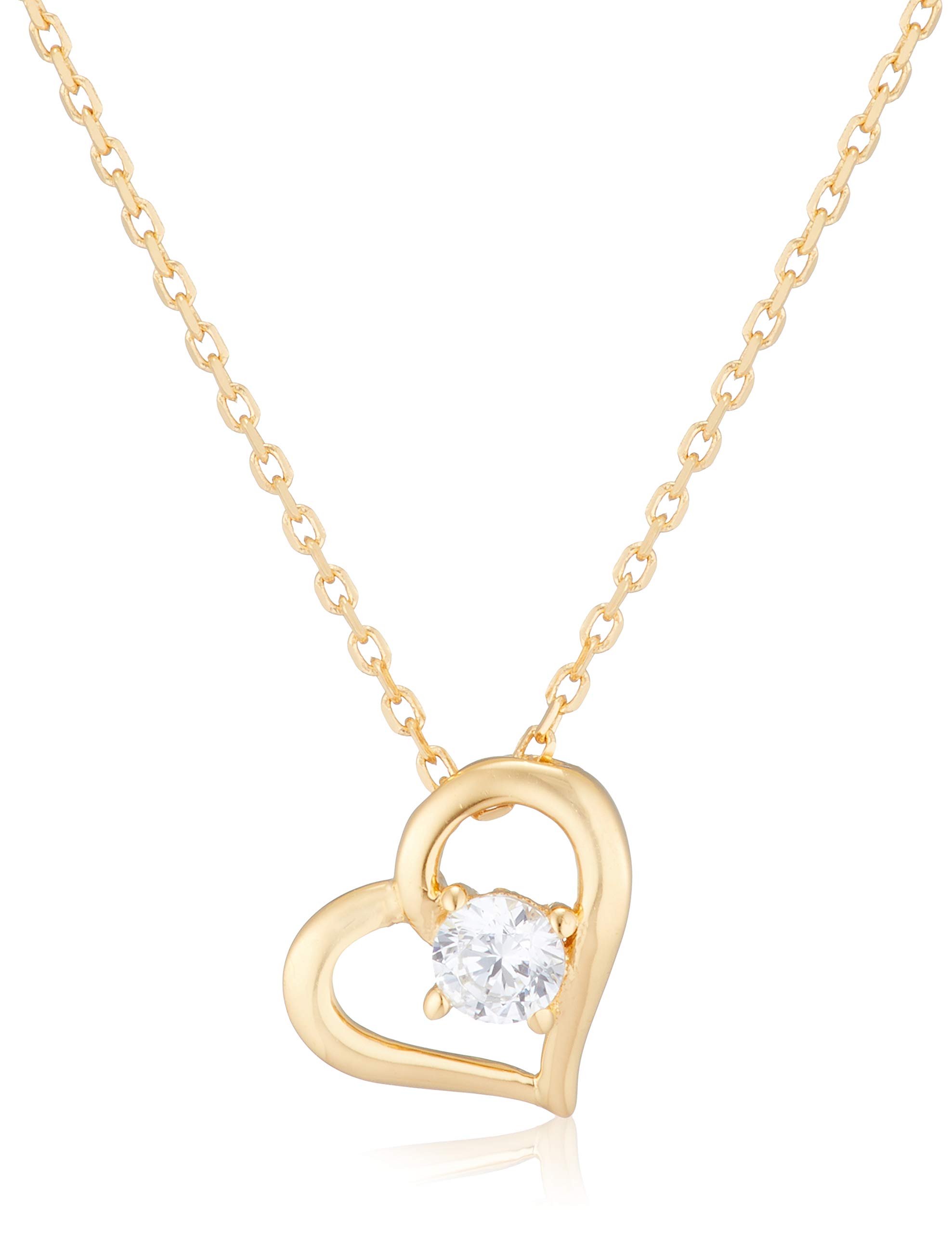 [Bloom] Silver Yellow Gold Plated Cubic Zirconia Heart Necklace 0772-1562-0019-0000