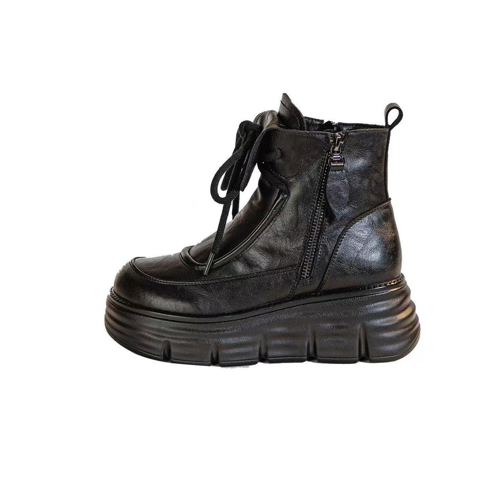 Bottes courtes style rétro britannique à semelles épaisses pour femmes, nouvelle collection automne-hiver 2026, avec ajout de polaire pour bottes femme