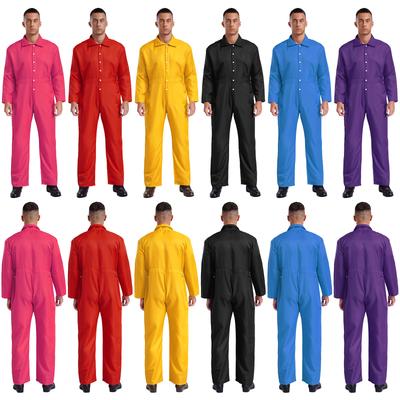 Herren Verschleißfeste Umlegekragen Langarm Knöpfe Arbeitsanzug Overall Uniformen