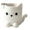 Smooth Surface Pen Holder Holder, Cartoon Cat Shape Desk Organizer, Decorative Themed Office Supplies Stationery for Pencils Gel Pens Makeup