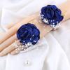 WANLIAN Blue Bridesmaid Wrist Corsage Wedding Flowers Prom Rose Corsage and Boutonniere Set for Wedding Party Prom Wedding Ceremony Anniversary Set