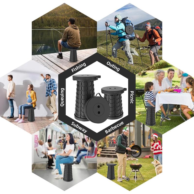 Upgraded Collapsible Stool Lightweight Portable Telescoping Stool with Load Capacity 400lbs ,Retractable Stool for Outdoor Fishing,Hiking,BBQ,Camping