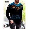 Spring and Autumn Round Neck 3D Halloween Funny Pattern Printed Top Fashionable Casual Long Sleeved Men's T-shirts