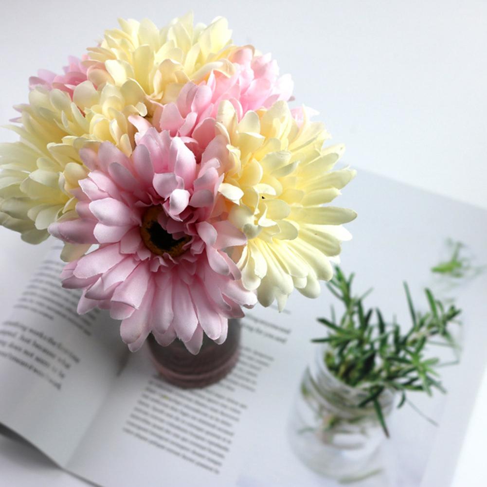 6pcs/bundle Artificial Flowers Diy Gerbera Simulation Bouquet Home Wedding Decor Accessories