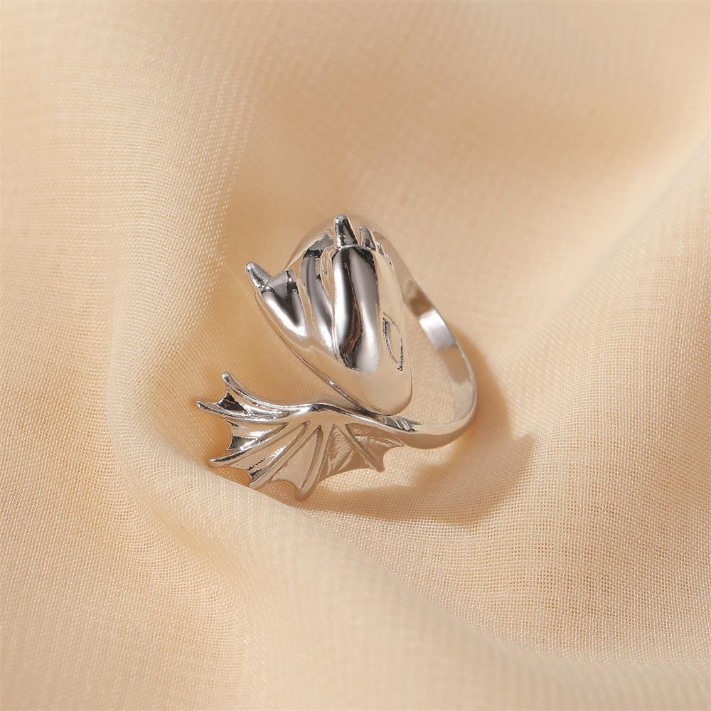 Bague Ange Démon Aile Gothique Dragon Bague Ouverte Bague de Couple Bague Queue Noire Bijoux Mode Sombre