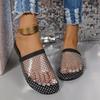 Cross-border Large-size Low-heeled Fishnet Socks Slippers Women's New European and American Style Independent Station Popular Rhinestone Sandals Women