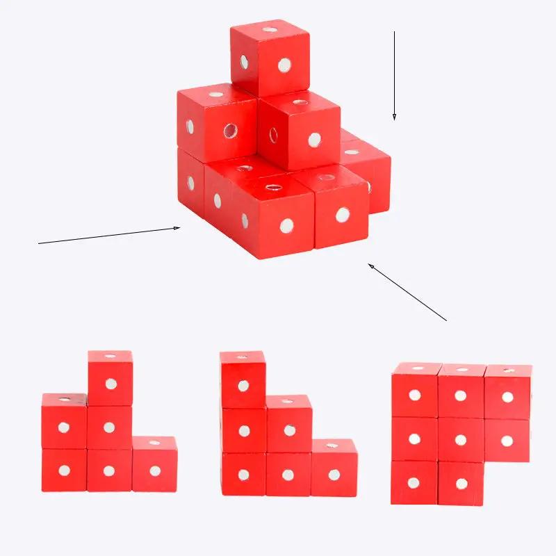 Montessori 2*2*2cm Square Cube Rainbow Magnetic Blocks Building Assembling Blocks Educational Wooden Toys for Kids