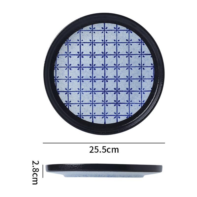 Japanese Classic Blue Pattern Tableware Hotel Style Western Food Plate Deep Plate Household High Value Shallow Plate Ceramic Disc