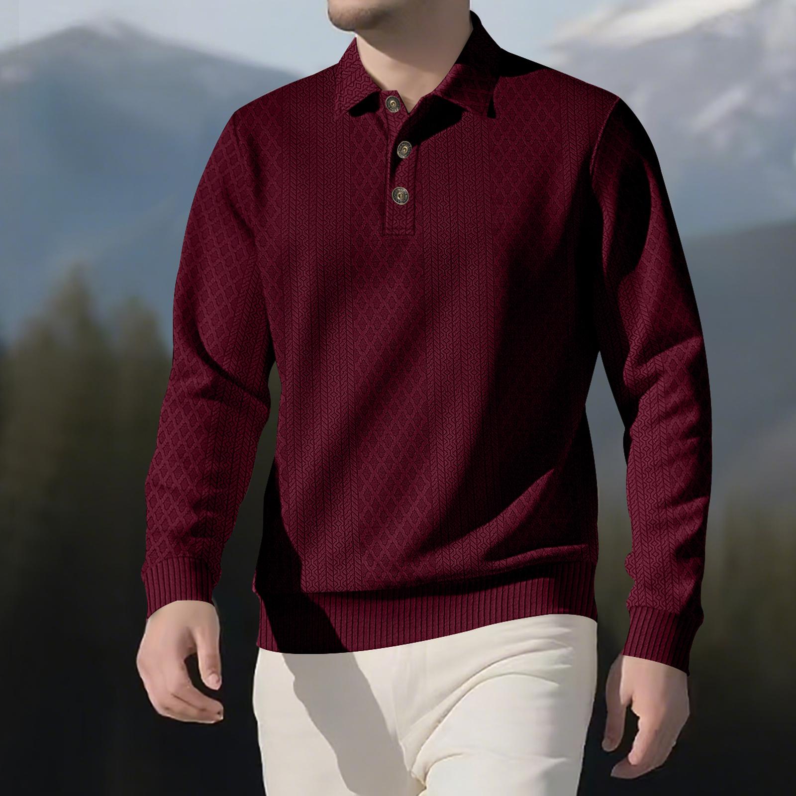 

Мужская рубашка вязаной фактуры, длинный кардиган на пуговицах, однотонный повседневный топ с воротником, классический базовый стиль XL