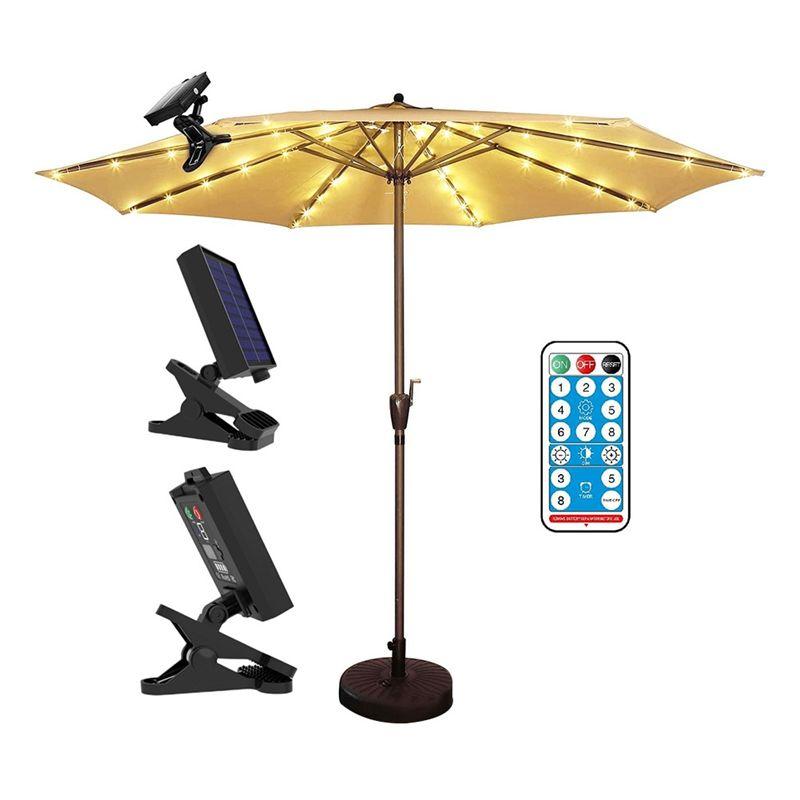 

ABUL-Светильники для патио-зонтика, на солнечных батареях, водонепроницаемые, для улицы, с пультом дистанционного управления, 8 режимов, теплый