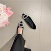 Rhinestone Buckle Luxury Block Heel Flats French Pointed Toe Women Banquet Slip On Loafers