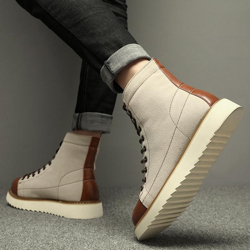 Leather Martin Boots Men's High-top Ami Kaji Short-face Boots Men's British Style Retro High-end Mid-top Men's Shoes