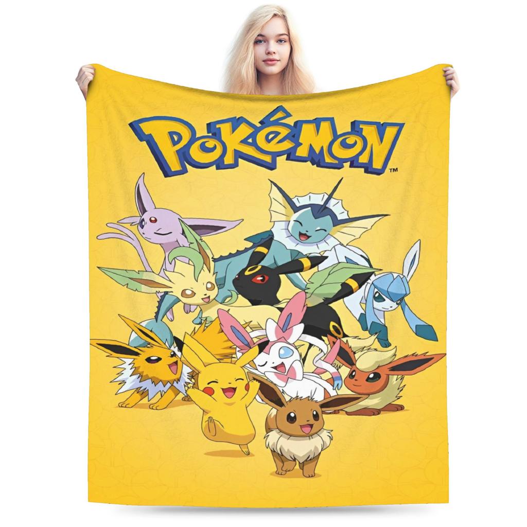 Japanischer Anime Pikachu Einfache Super Warme Decke Pokemon Plüsch Überwurfdecke Neuheit Sofa Stuhl Flanell Bettdecke Bettbezug