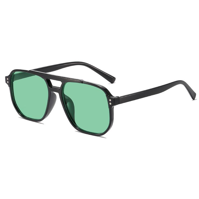 Retro Double Bridge Oversized Sunglasses with Ocean Lens – Fashionable Sun Protection Glasses