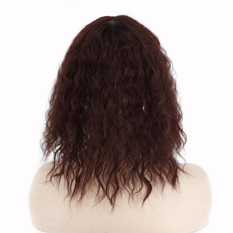 MERISIHAIR Women Natural Short Corn Perm Hair Extensions with Bangs Synthetic Fiber Curly Hair Piece Suitable for Party Daily Use