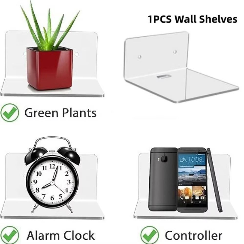 Minimalist Wall Hanging Shelves Transparent Design Floating Shelves Acrylic Shelves Bedroom Use