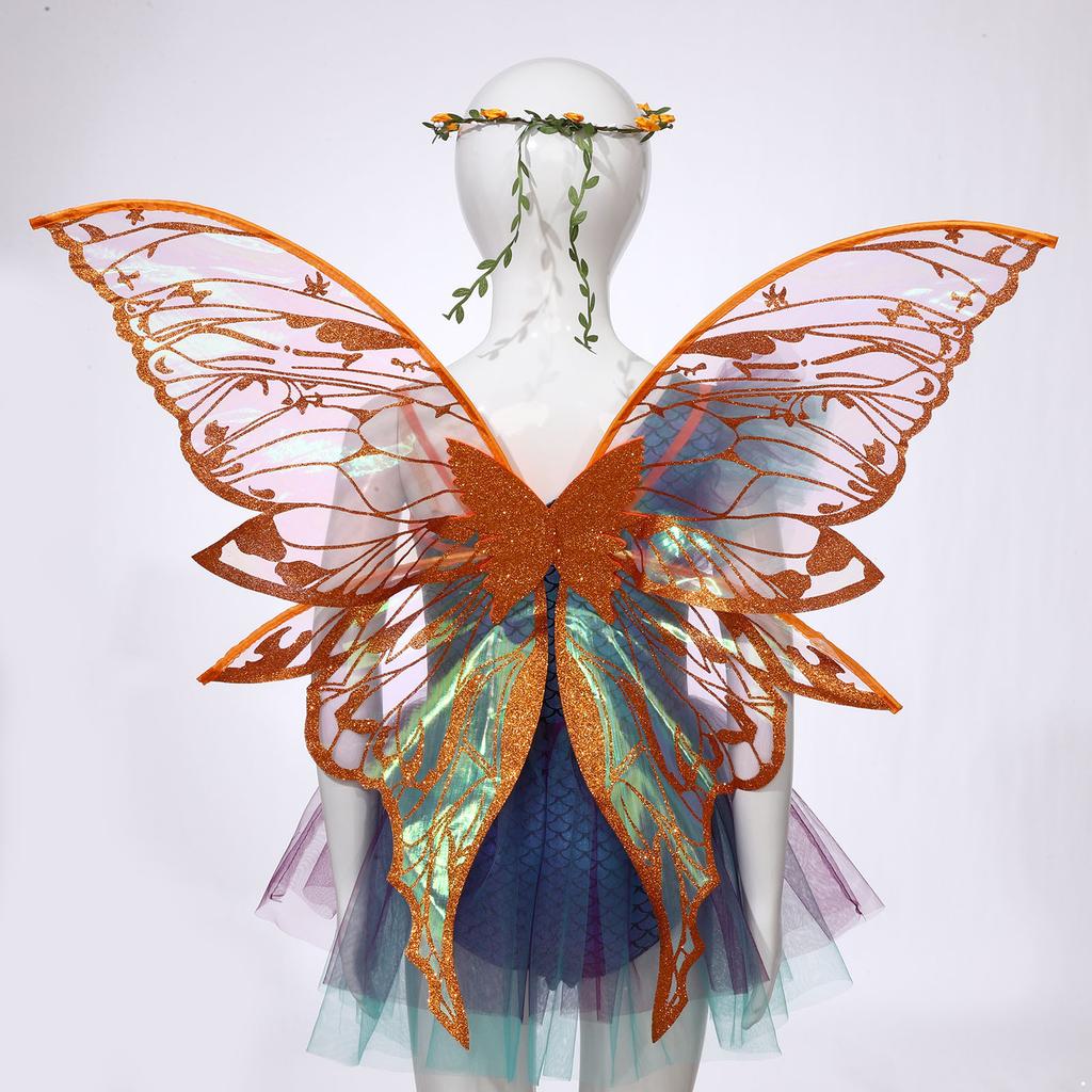 Butterfly Wings & Elf Ears Costume Accessory Set for Adults Kids, Complete Fairy Role Play Set for Masquerade Party & Halloween