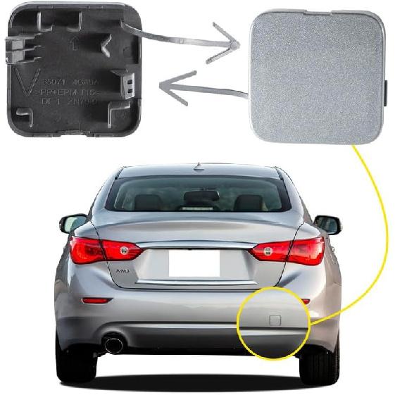 Car Rear Bumper Tow Hook Cover Compatible with Infiniti Q50 2014 2015 2016 2017 2018 Trailer Cover Cap 850714GA0A 85071-4GA0A Small Lid Towing Eye