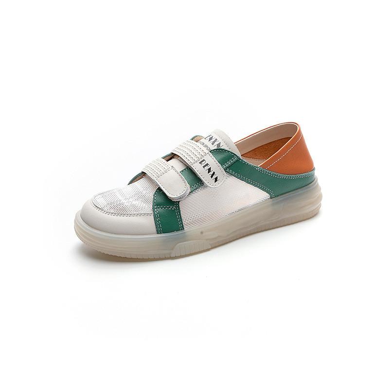 

2025 new little white shoes spring versatile casual board shoes Velcro two wear student single shoes leather nurse shoes 40