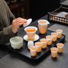 Ice crystal jade porcelain tea set for home use, giving customers practical high-end gifts, business company festival gifts