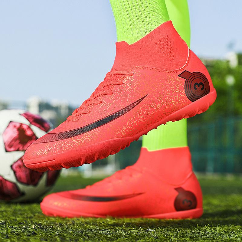

Футбольные бутсы мужские и женские высокие TF шипы AG длинные шипы Месси Криштиану Роналду нескользящие и износостойкие студенческие детские тренировочные 46