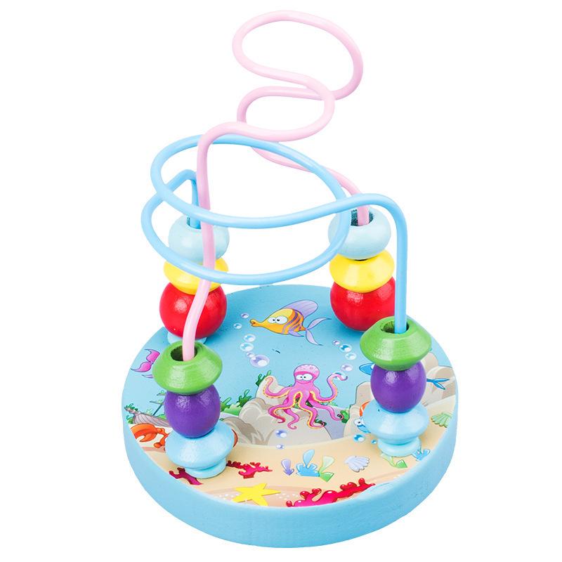 Wooden Animal Fruit Beads for Kids: Early Education, Hand-Eye Coordination Building Blocks Toy