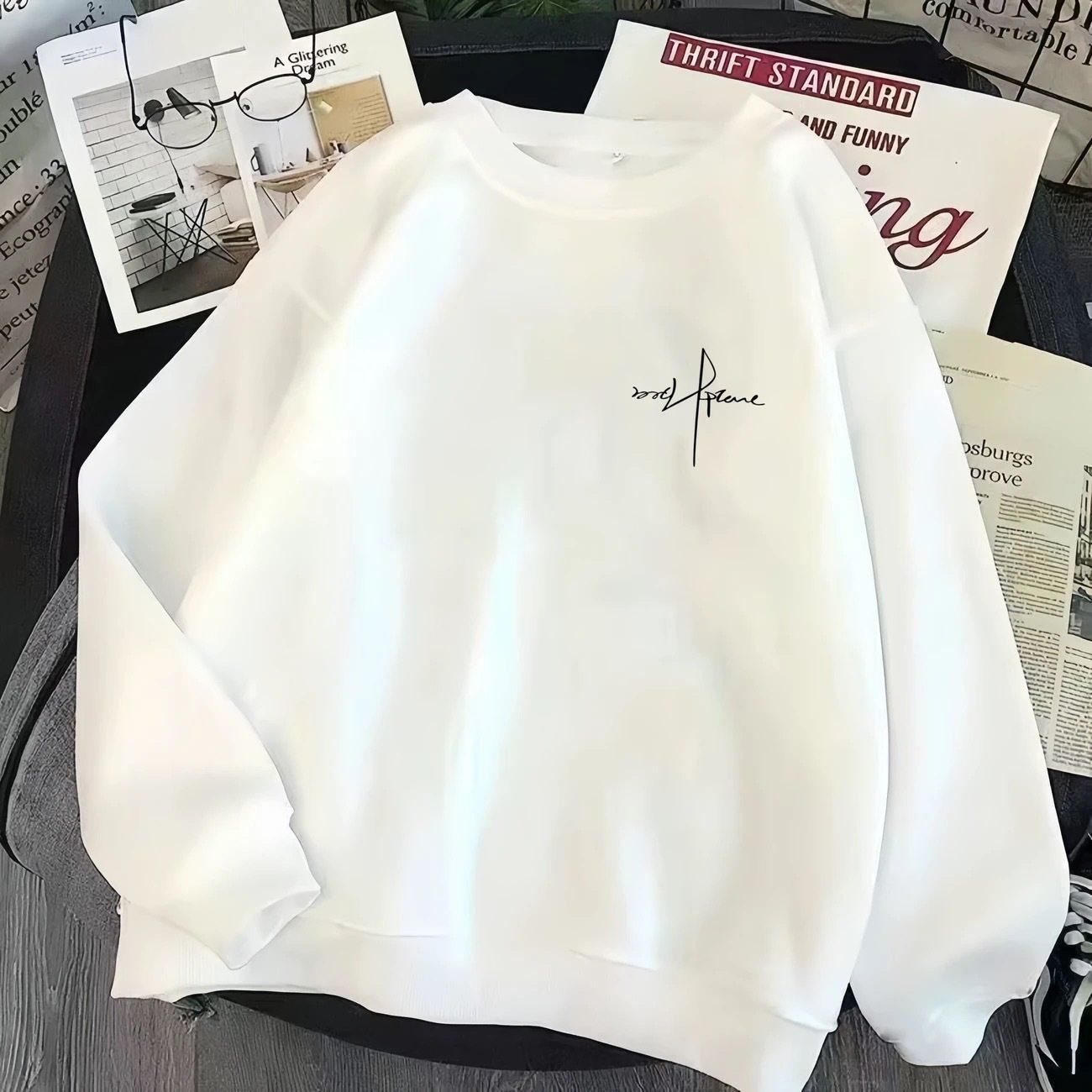 2026 Autumn/Winter Unisex Fleece-Lined Hoodie: Warm, Thick, Loose Fit Base Layer for Men and Students. Letter Black - White Regular