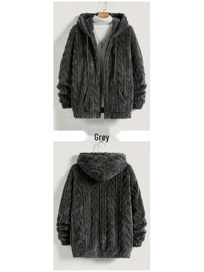 2024 Winter Double-sided Fleece Youth Hooded Sweatshirt - Men's Lambswool Pullover Jacket (Thickened)