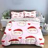 Smiling Santa and Hearts Print Bedding Duvet Cover Set Duvet Cover Pillowcases  (1*Duvet Cover 2*Pillowcases, Without Duvet Insert)