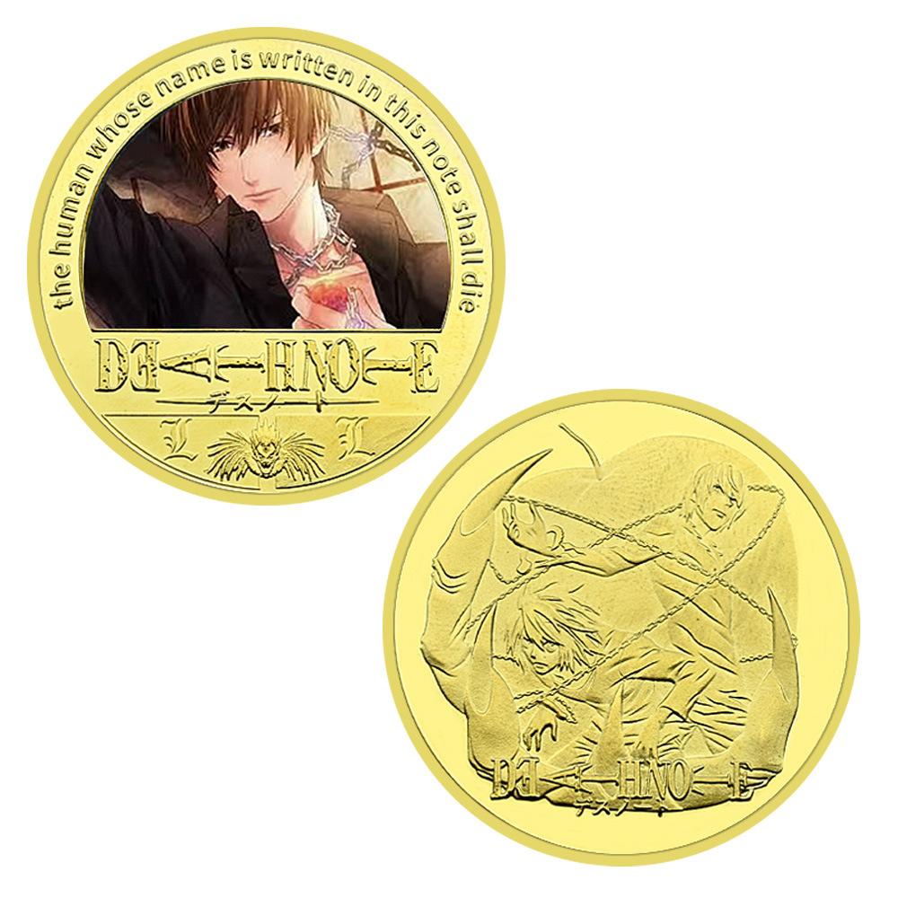 Notes Coin Japanese Detective Manga Gold Plated Color Commemorative Coin Anime Peripheral Commemorative Badge Collection Gift